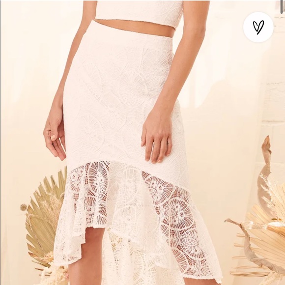 Lulu’s Perfect Plus One White Lace High-low Two-piece Dress - Picture 2 of 9